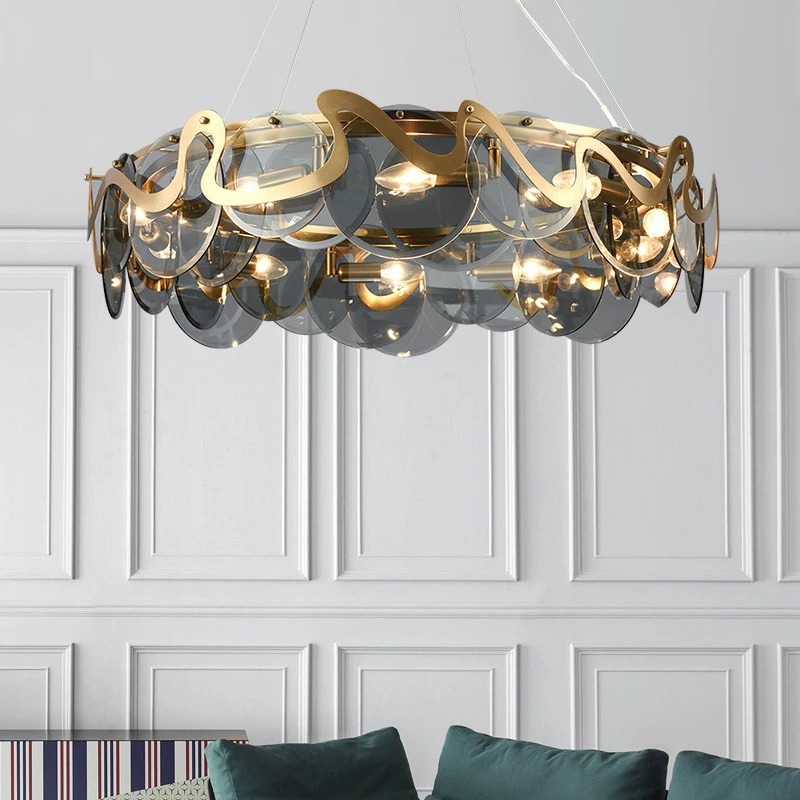 Home Bar And Counter - Lustre LED en verre moderne de
