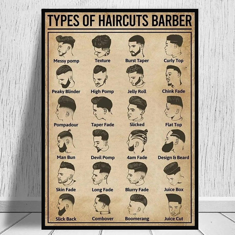 Home Barber - Affiche de barbier sur les types