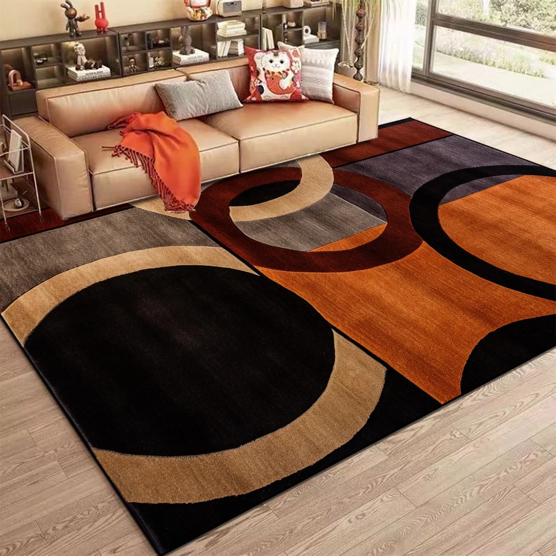 Home Bar Seating - Tapis abstrait nordique pour salon, géométrie