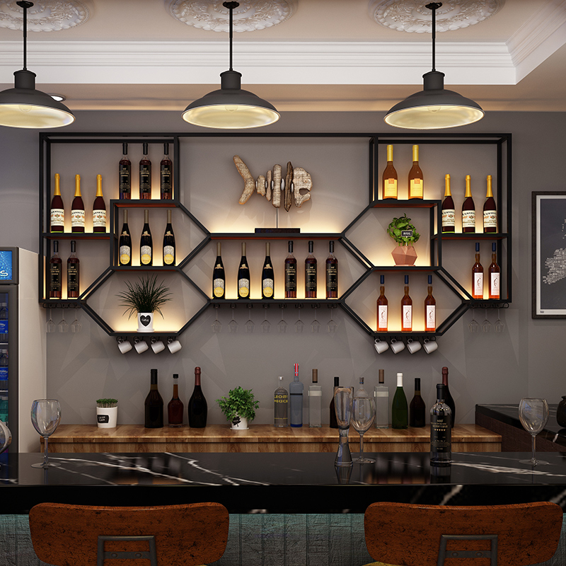 Home Bar Shelves - Étagères en métal armoire à vin
