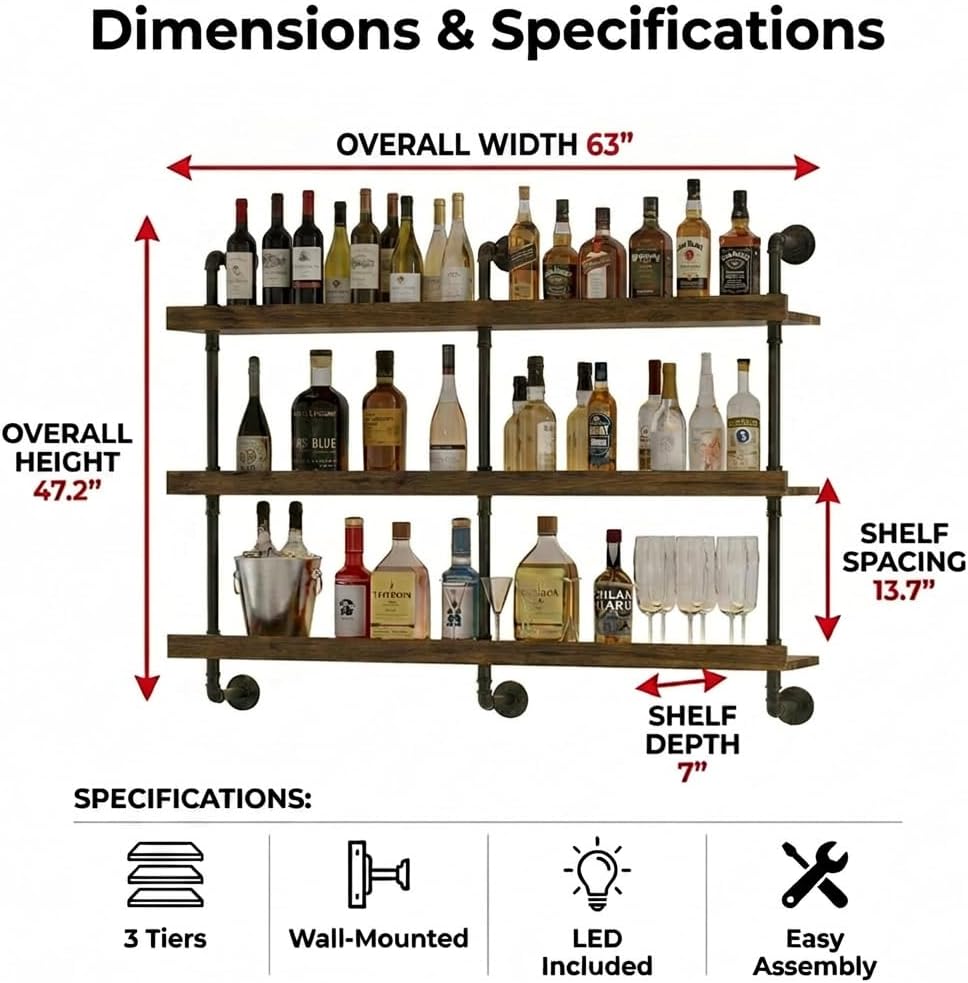 Étagère à vin murale avec écla - Home Bar Shelves avis et prix