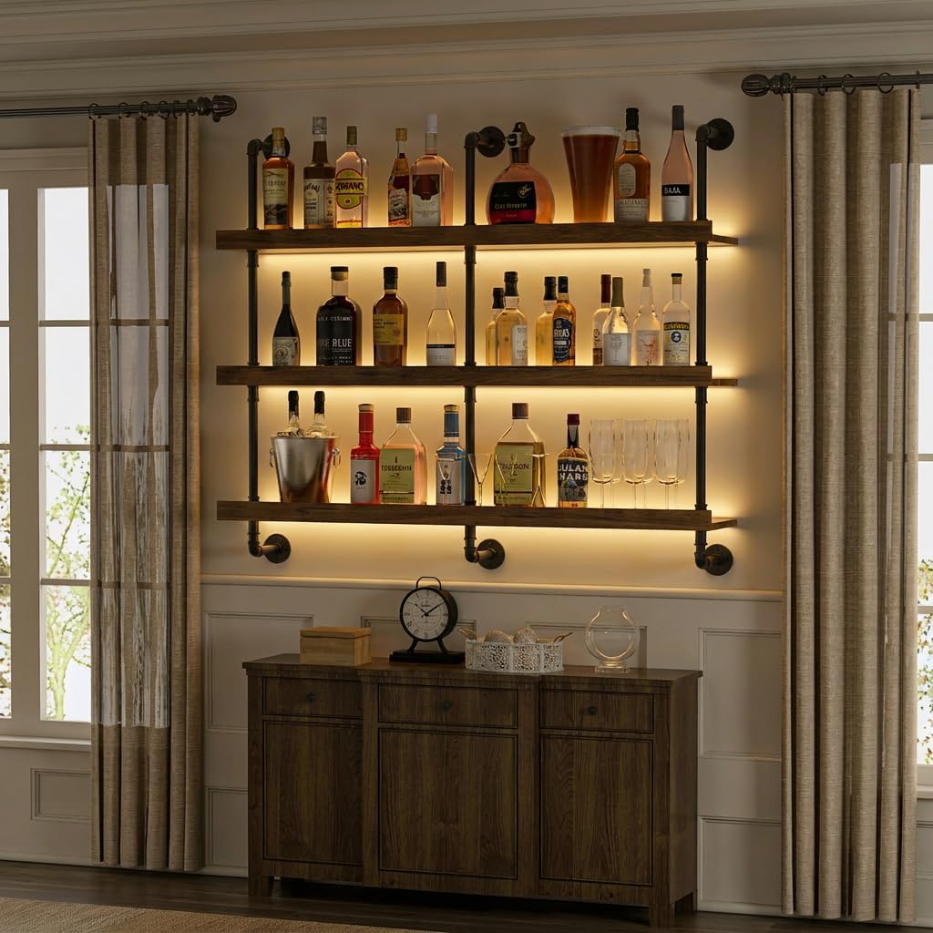 Étagère à vin murale avec écla - Home Bar Shelves avis et prix